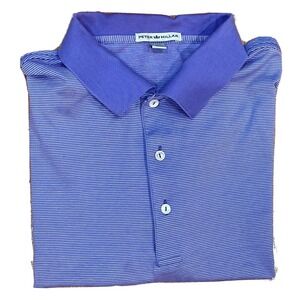 Peter Millar Polo Men's Large Purple Golf Striped Comfort Casual Short Tech Polo